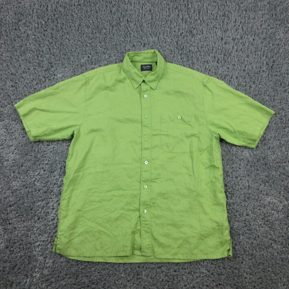 Indigo Palms Tommy Bahama Shirt Mens XL Green Linen Short Sleeve Button Up